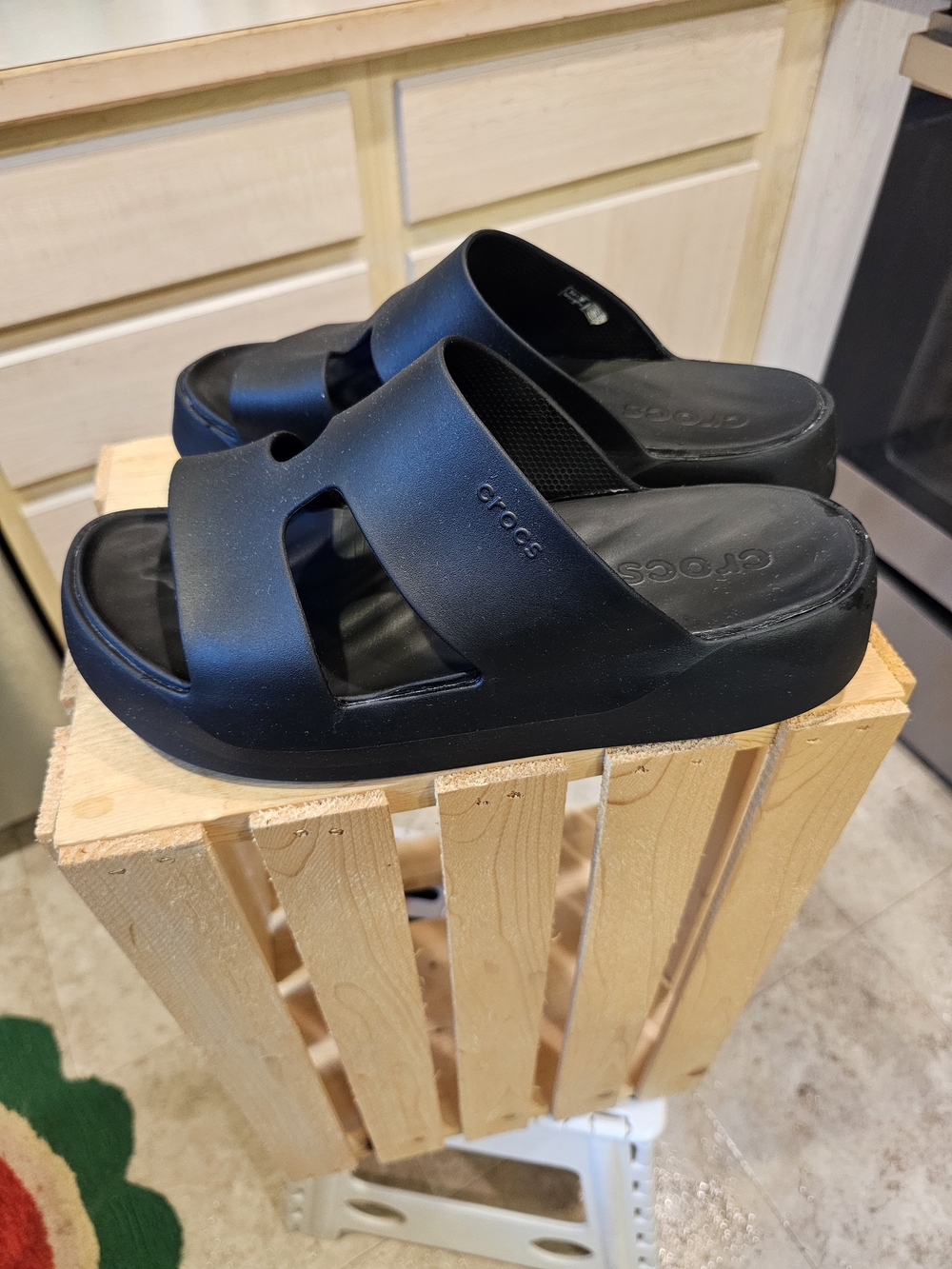 Crocs Women's Black Slide Platform Sandals